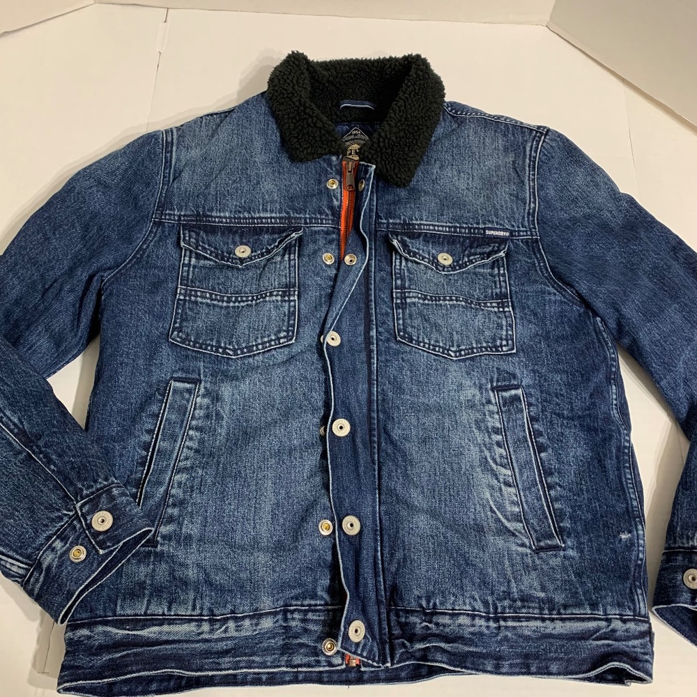 Superdry Unisex Size Large Trucker Jacket Mens or Women's Blue Denim